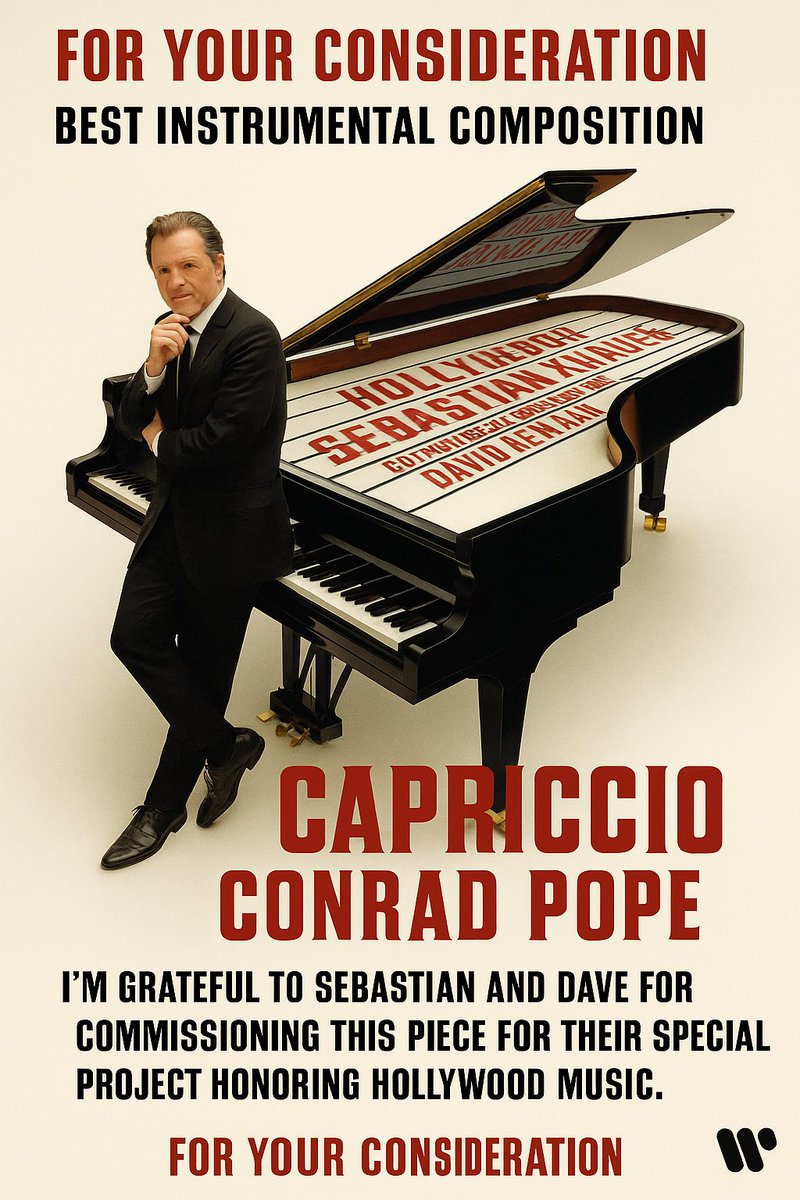 For Your Consideration
This year I've submitted to the Grammys my piece
"Capriccio for Piano and Orchestra" for consideration of a nomination in "Best Contemporary Classical Composition"📷
Conrad Pope – Capriccio for Piano and Orchestra
youtu.be/MX5NvIL-5Z4?si…
It's a brisk ride