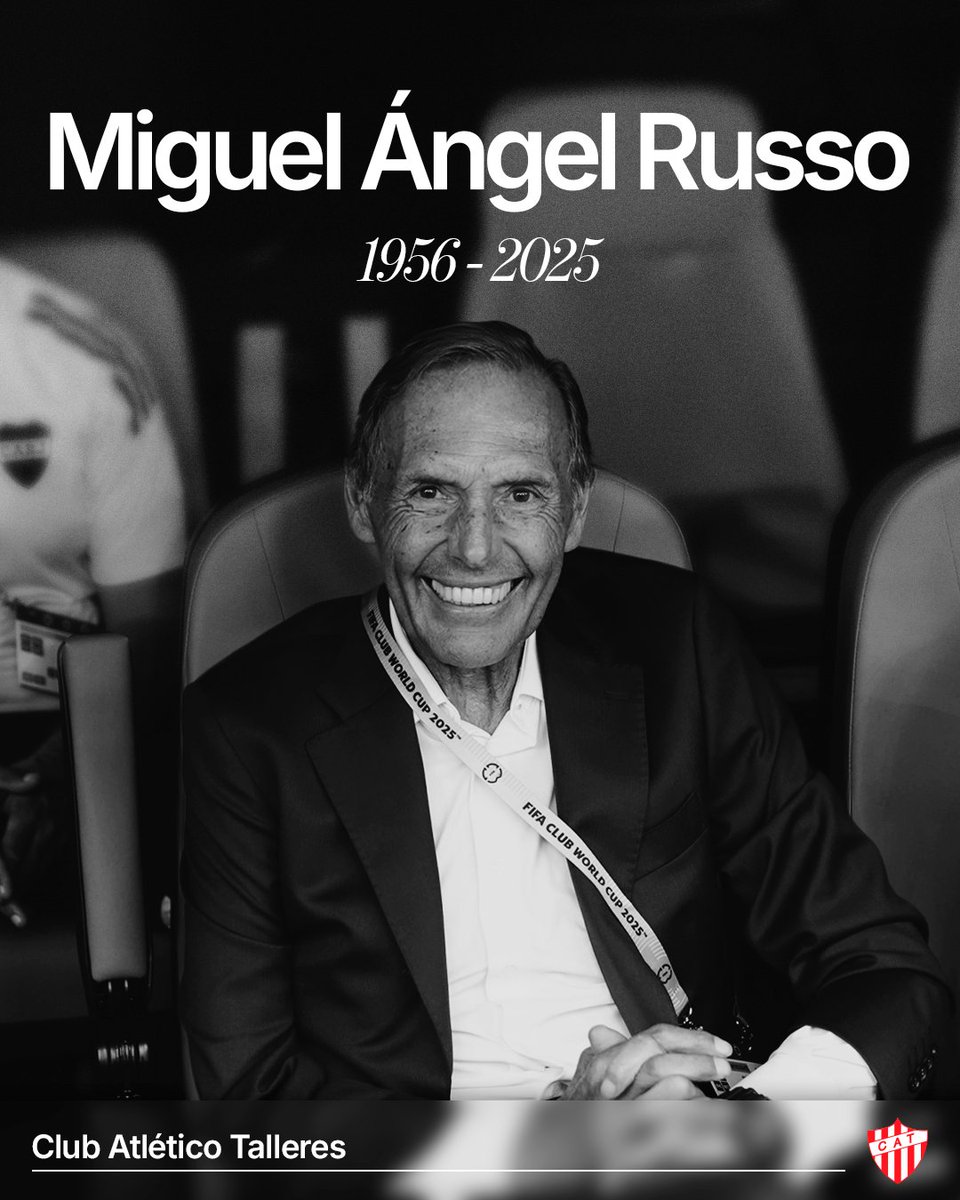 El C.A.Talleres lamenta el fallecimiento de Miguel Ángel Russo, entrenador de <a href="/BocaJrsOficial/">Boca Juniors</a> y de amplia y destacada trayectoria como futbolista y director técnico. 

Nuestras condolencias a familiares y seres queridos en este difícil momento.