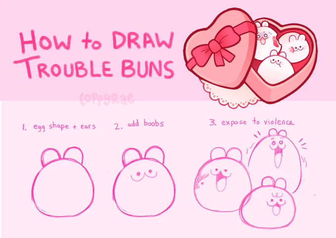 how to draw trouble bun: very easy 