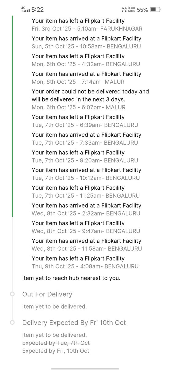 mohankumarn24's tweet photo. @therational_pi @Flipkart Same here order came to nearest hub and again went to Bengaluru https://t.co/Sqz03zUsSm