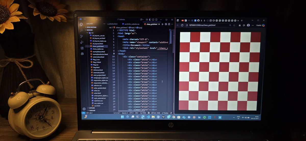 Bitbyanjali's tweet image. 2 weeks of CSS and I&apos;ve officially survived

🎯Overflow:hidden(and so was my peace) 🎯Positioning that tested my patience    🎯Flags, chess grids, layouts &amp;amp; more

Wrapping this chaos up--it was frustrating but so worth it😌✨️

Onto Javascript next...

#WebDev #100DaysOfCode