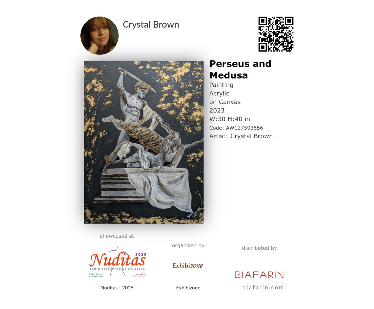 CrystalmbArt's tweet photo. Hi all;

My artwork 'Perseus and Medusa ' is now being showcased at Nuditas - 2025 exhibition, organized by Exhibizone and powered by @Biafarin platform.

To learn more, please go to:

https://t.co/1hwdKnK3Vo

@biafarin #biafarin #biafarinart #CrystalBrown #Painting #biafarinonlinesales #onlineartsales #buyartonline #onlineart #artonline #onlineartgallery #sellart #sellartonline #onlineartshop #onlineartstore #onlineartexhibition #onlineartshow #onlineartist #artmarketing #artmarketingservice #Exhibizone @exhibizone #exhibizone #Nuditas2025Exhibition crystalmb_creations