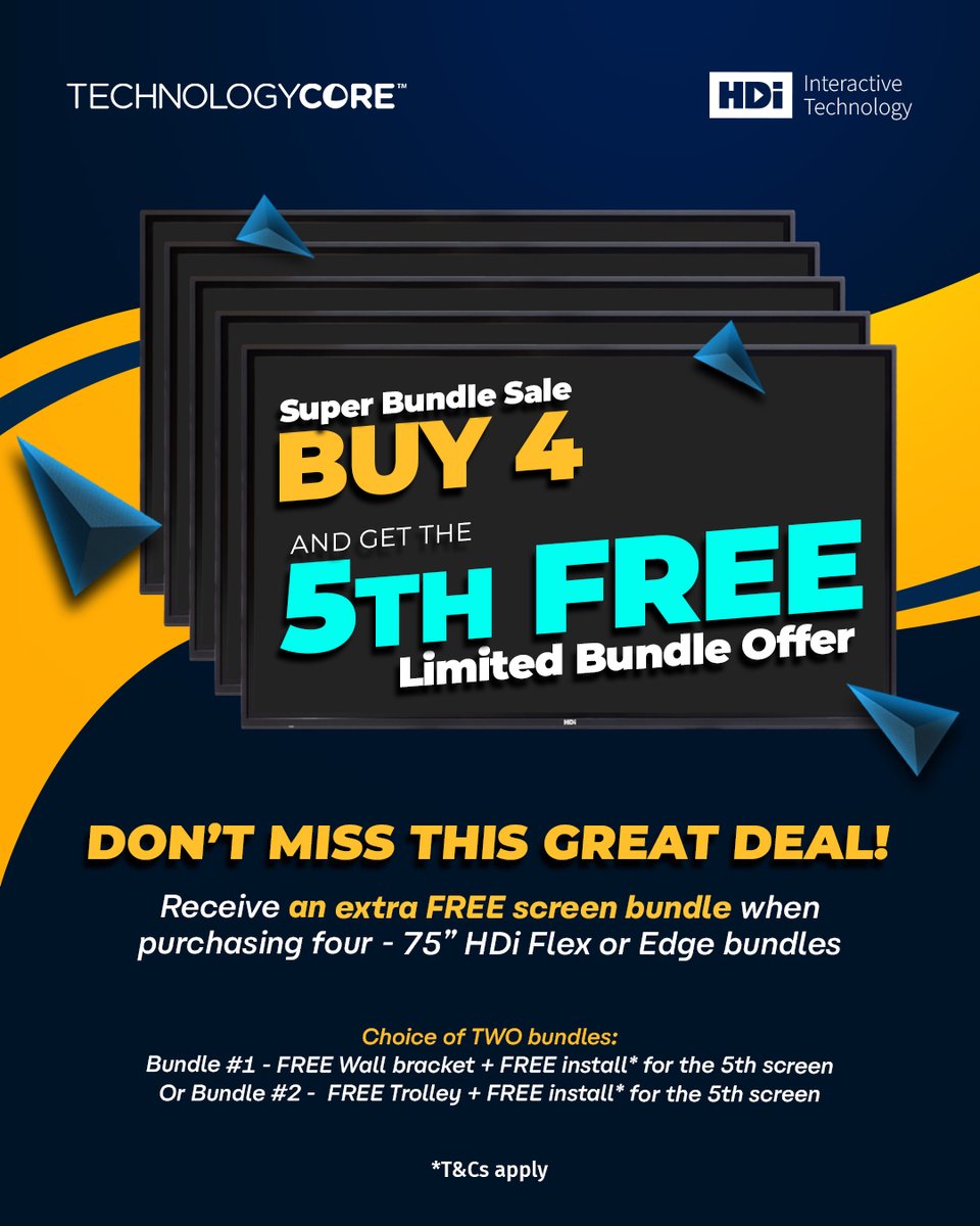 TechCoreAus's tweet image. Our most popular promo is BACK this 2025!! Buy 4 &amp;amp; Get the 5th Free! 

For a limited time only, you can receive a FREE HDi interactive screen when you purchase four of the same model. 

Valid until Dec 19th, so hurry before stocks run out!

*T&amp;amp;Cs apply.

technologcore.com.au