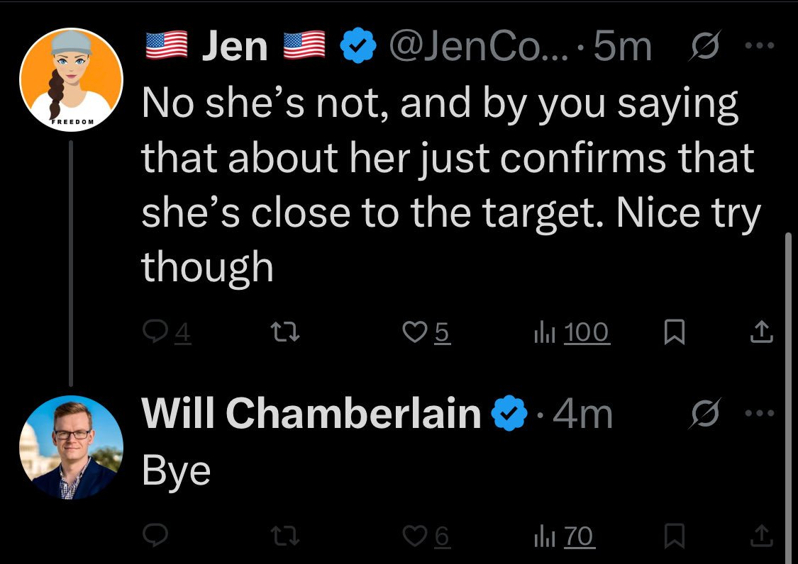JenCommon's tweet image. Blocked by @willchamberlain for my response to his CDS @RealCandaceO Candace Derangement Syndrome post and I am honored. I will always defend the truth and people who tell it. When people attack someone, it’s because they’re over the target. 🎯 when people try to silence you, by…