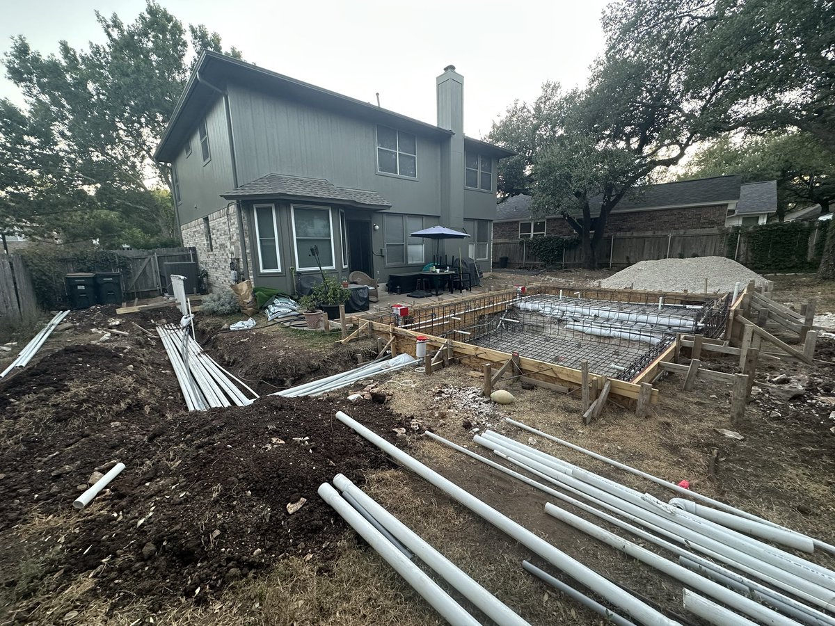 NotTheFakeWags's tweet image. Coming along. Deck gets upgraded after the pool is installed. You already know who we’re calling for the #audio and #video. The project is starting to come together. #pool #outdoors #backyard