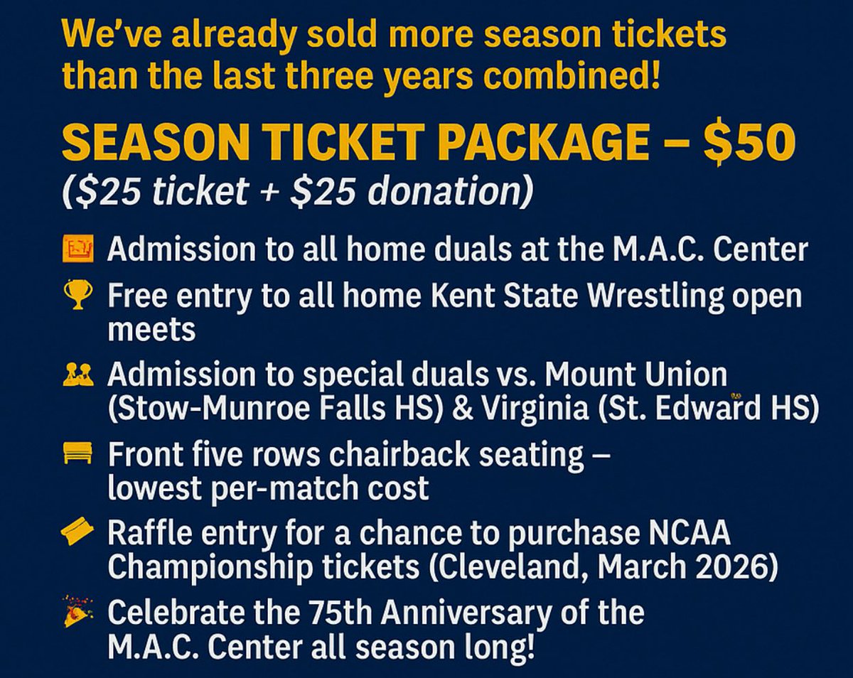 Grab your season tickets here⚡️kentstate.evenue.net/events/ATH-WRS…