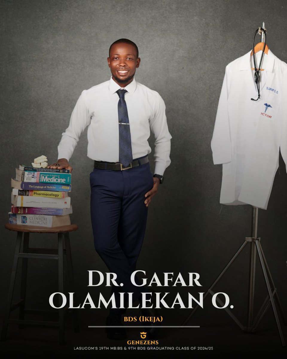 God did it after 13years search . 🎓
After years of sleepless nights, clinic hours, and endless study… I’m now officially a Dental Surgeon! 🦷👨🏾‍⚕️
Distinction in Restorative Dentistry.
Reintroducing 
Dr Gafar Olamilekan Olanshile BDS, Ikeja