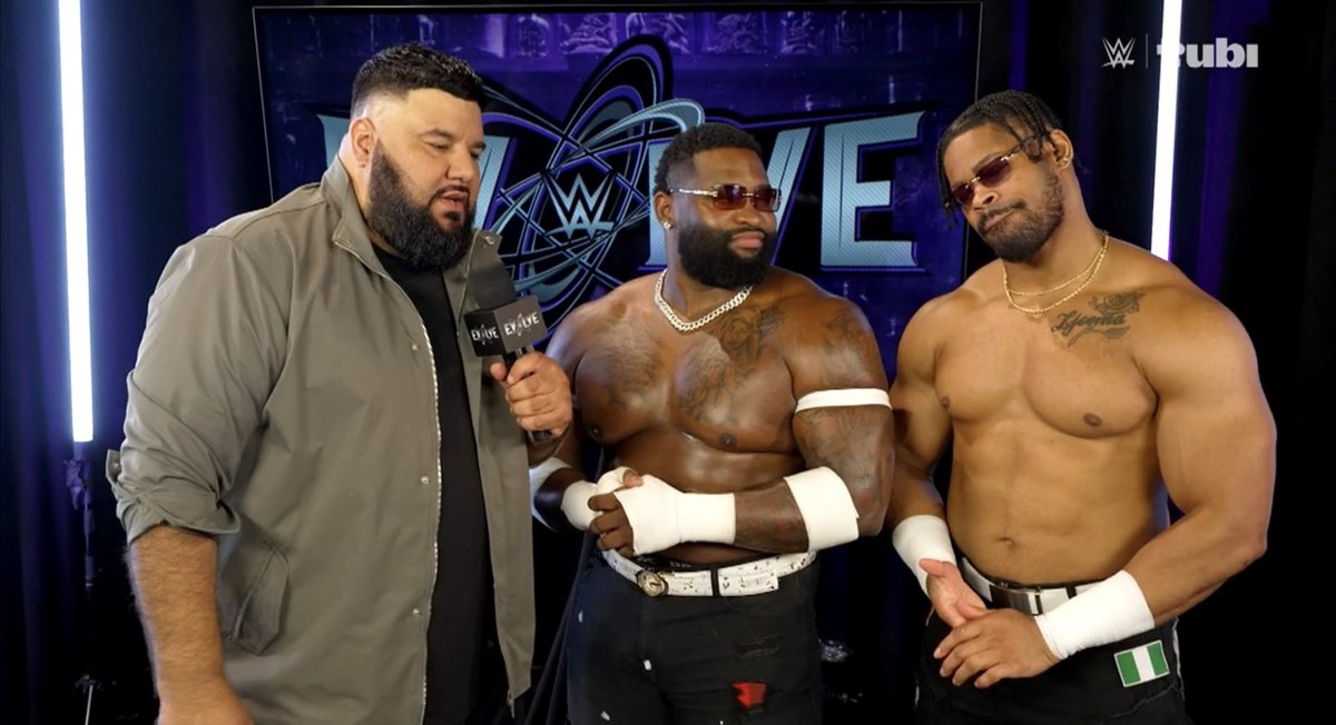 LilLevelUp's tweet image. Chuey Martinez interviews The High Ryze ahead of their return match in #WWEEvolve! Their match with Marcus Mathers and Aaron Rourke is NEXT!