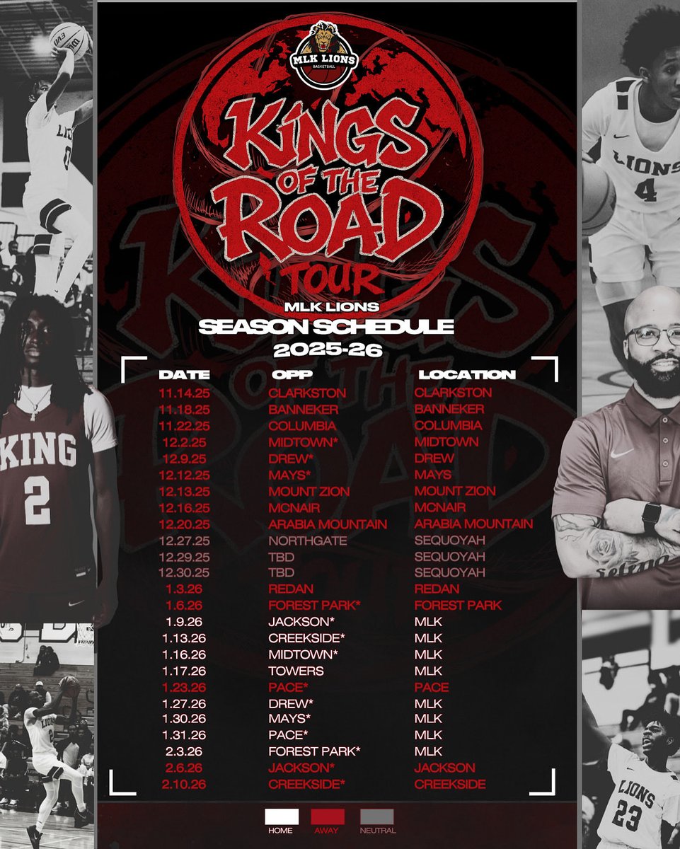 🚨2025-2026 MLK LIONS BASKETBALL SCHEDULE🚨
