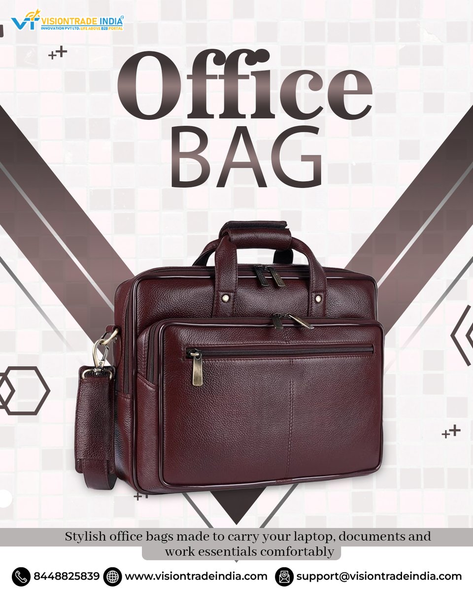 VisionTradeInd1's tweet image. Stay organized and professional with our office bags. Perfect for work, travel, and everyday use.
#OfficeBag #WorkBag #OfficeEssentials #BagSupplier #LeatherBag #WorkBagSupplier #VisionTradeIndia #VTI