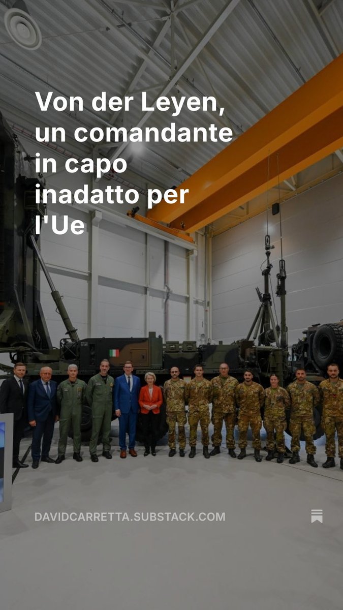 Il Mattinale Europeo è online. 

L’analisi del giorno: “Von der Leyen, un comandante in capo inadatto per l'Ue” 

Nelle brevi: Censura, Armi slovacche, Omnibus, Francia. Co. <a href="/CSpillmann/">Christian Spillmann</a> 👇

davidcarretta.substack.com/p/von-der-leye…