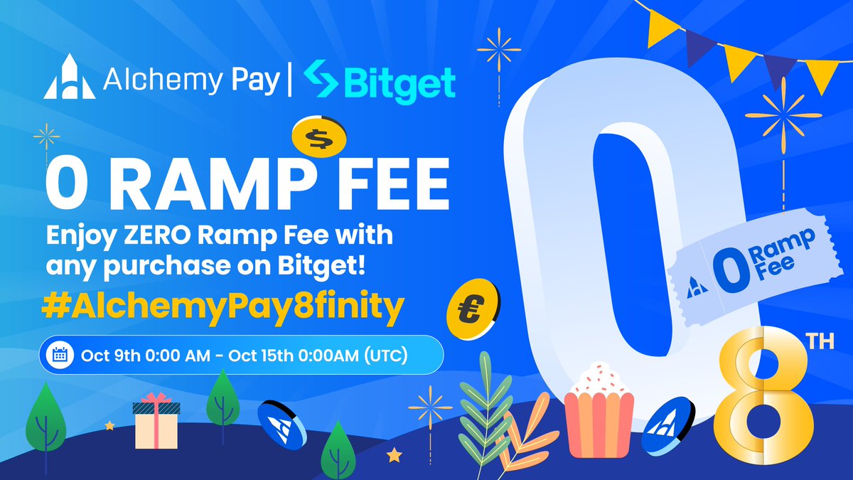 AlchemyPay's tweet image. 🚀 Celebrate #AlchemyPay&apos;s 8th Anniversary with our 0 Ramp Fee Event! 🎉Partnering with @bitgetglobal 
, enjoy ZERO Ramp fee on any purchase.

1⃣Follow @AlchemyPay &amp;amp; @bitgetglobal 
2⃣Like, Retweet

Don’t miss out—join now and bridge fiat to crypto seamlessly! 🌉…