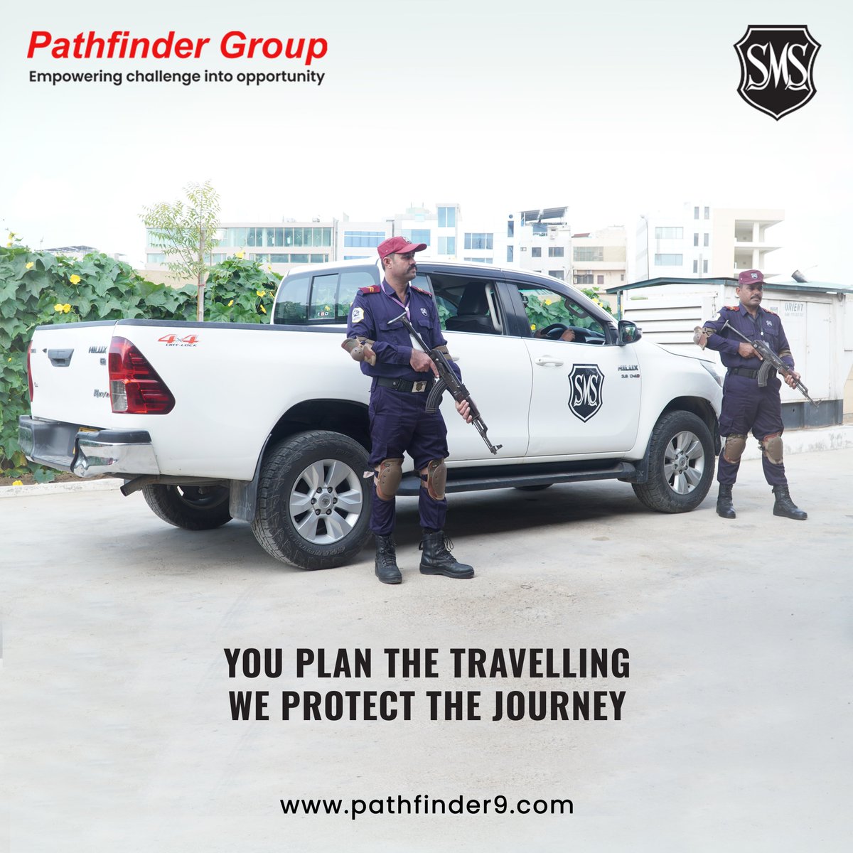 SMS Principal Vehicle provides executive-level transport with security personnel onboard so you arrive protected.

Principal Vehicle offers safety with presence:
Executive 4x4/Sedan
Trained driver + Close Protection Officer
Corporate-ready service