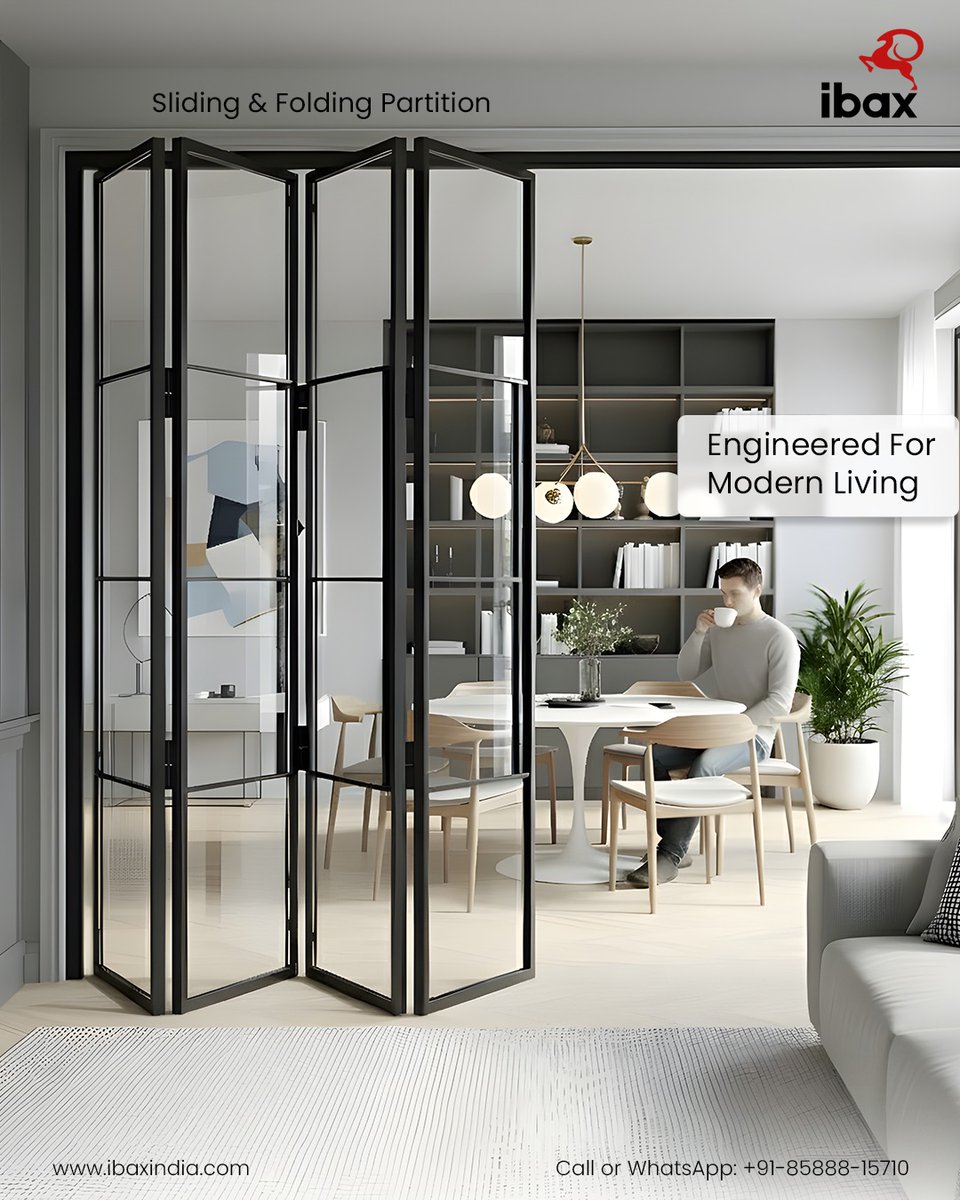 ibaxindia's tweet image. Smart design meets effortless living.

Transform your space with Ibax Sliding &amp;amp; Folding Partitions — Engineered for Modern Living. ✨

.

.

.

.

#Ibax #SlidingPartition #FoldingPartition #ModernInteriors #SpaceDesign #InteriorInspiration