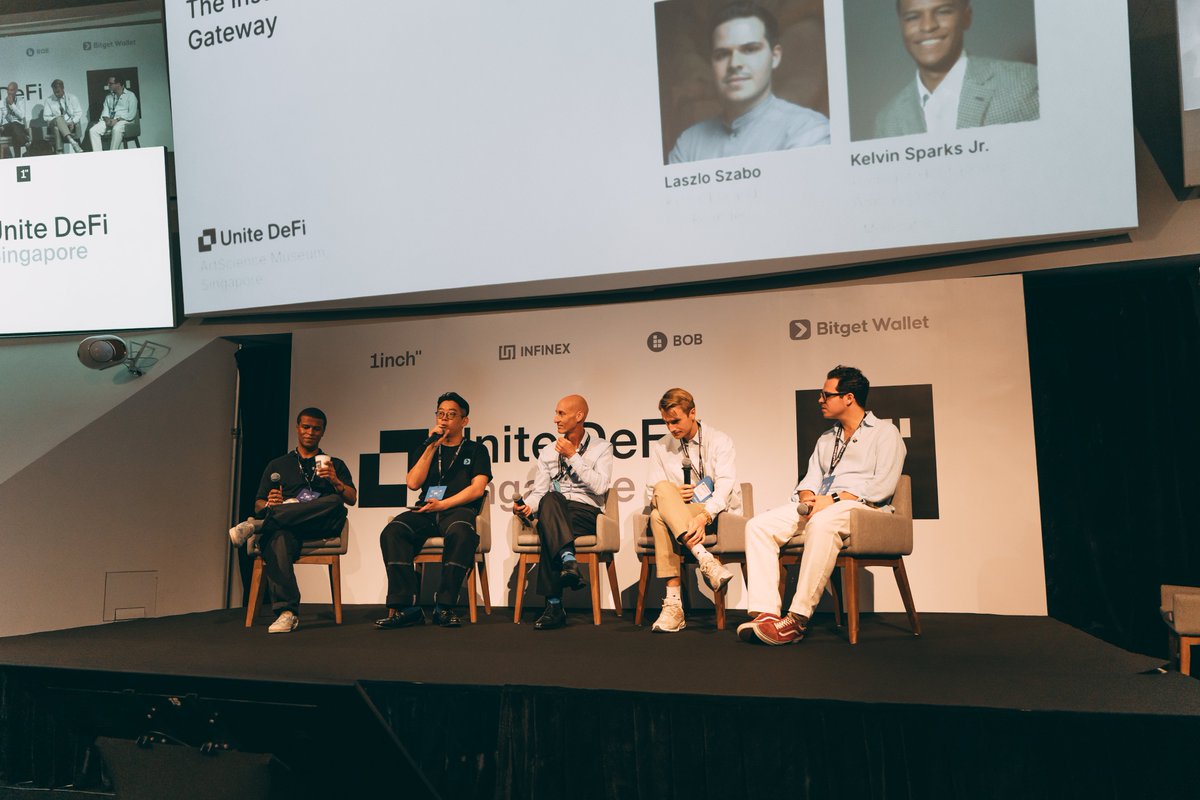 BitgetWallet's tweet image. We spent more time on panels at #Token2049

At @1inch&apos;s Unite DeFi, our Head of Growth @SrWillWill joined voices from @Dune, @Kiln_finance, @BackedFi &amp;amp; @TheBlock__ to discuss how tokenized assets are rewriting the playbook for finance.

Goated panel = RWAs bridging TradFi &amp;amp; DeFi