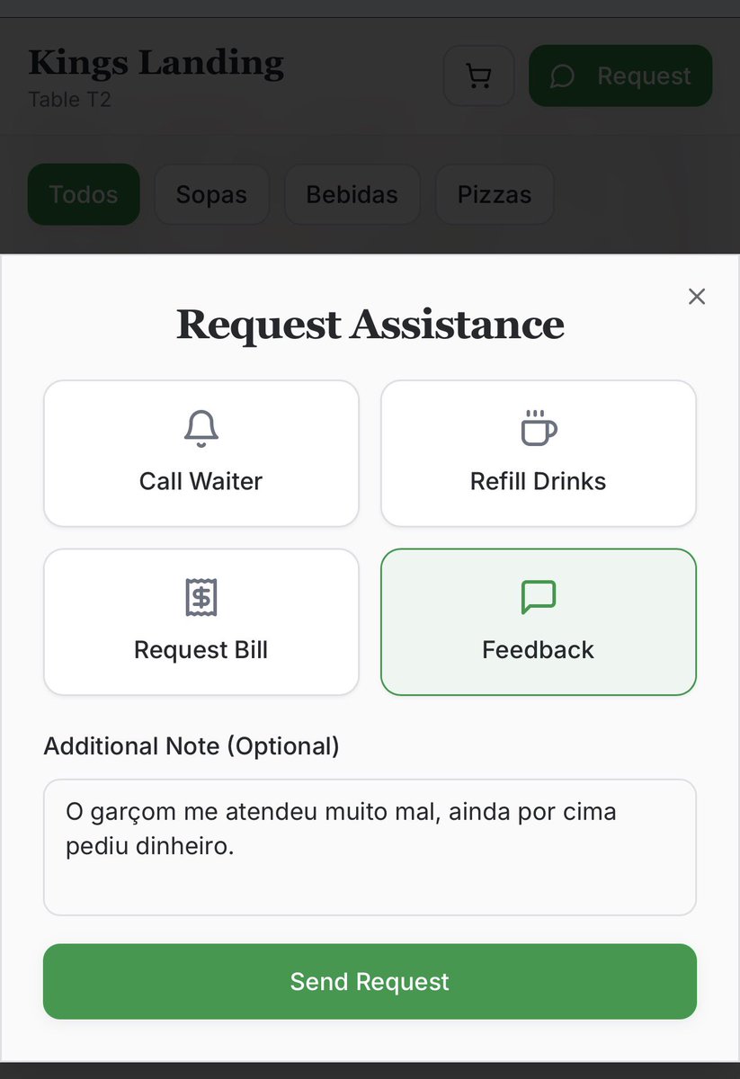 🚀 TableServe Public Beta já disponível. inicialmente para restaurantes com até 8 mesas.

So um recap: TableServe é uma plataforma criada para simplificar a operação dos restaurantes. Com ela, cada mesa torna-se um ponto de interação direto entre o cliente e a equipa de serviço