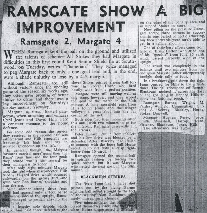 hartsdown68's tweet image. OTD, October 9th 1962 @margate_fc went to Southwood and beat @RamsgateFC 4-2 in a Kent Senior Shield encounter. David Hills scored a brace #margate #ramsgate #thanet @thanet @IsleThanetNews @JustinP70664433 @UKFDFC @NonLeagueCrowd @serephina2001 @reece_hibbird @MargateFC_progs