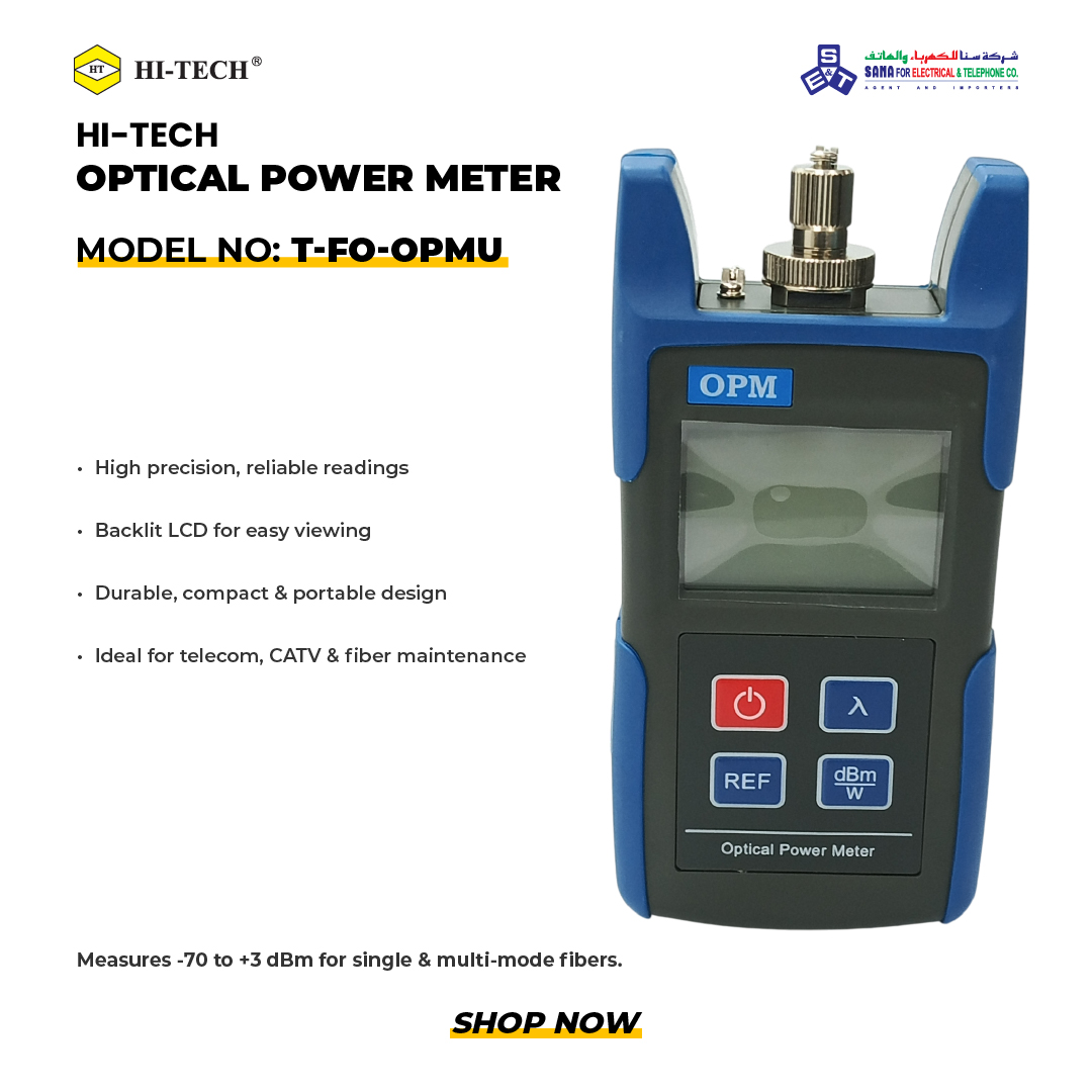 Sanaco_sa's tweet image. Trust the experts’ choice – the HI-TECH Optical Power Meter for Fibre Optic Testing. 
 
📦 Order now: sanaco.com.sa/product/hi-tec…
 
 #FiberOpticTesting #NetworkingSolutions #OpticalTools