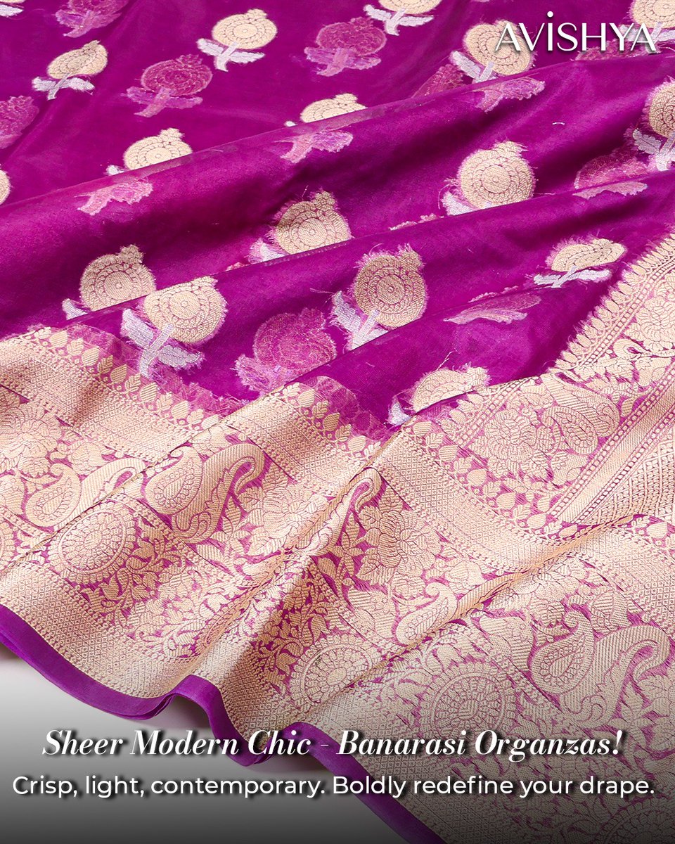 avishyastyle's tweet image. Celebrate the season in the timeless luxury of Avishya&apos;s Pure Silk Banarasi Saree Collection.

Woven from the finest pure silk in Varanasi (Banaras), these sarees are the epitome of artistry and heritage.

#Avishya #BanarasiSilk #PureSilk #HandloomSarees #WeddingSarees