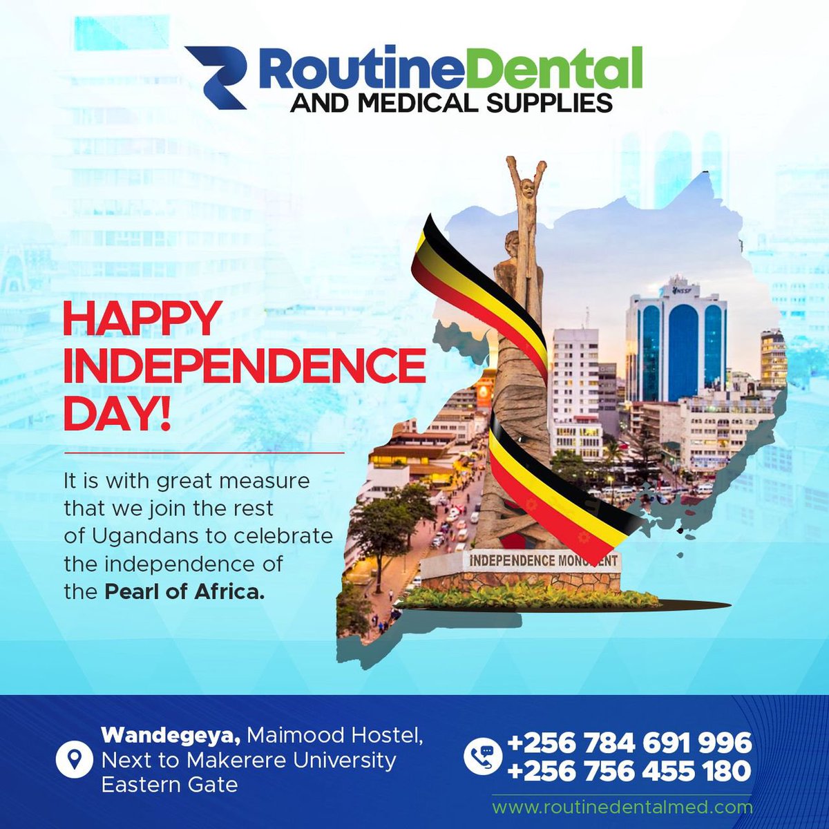 RoutineDental's tweet image. Clocking 63 years as a sovereign state is such an applaudable moment!

Happy Independence Day, Uganda 🇺🇬