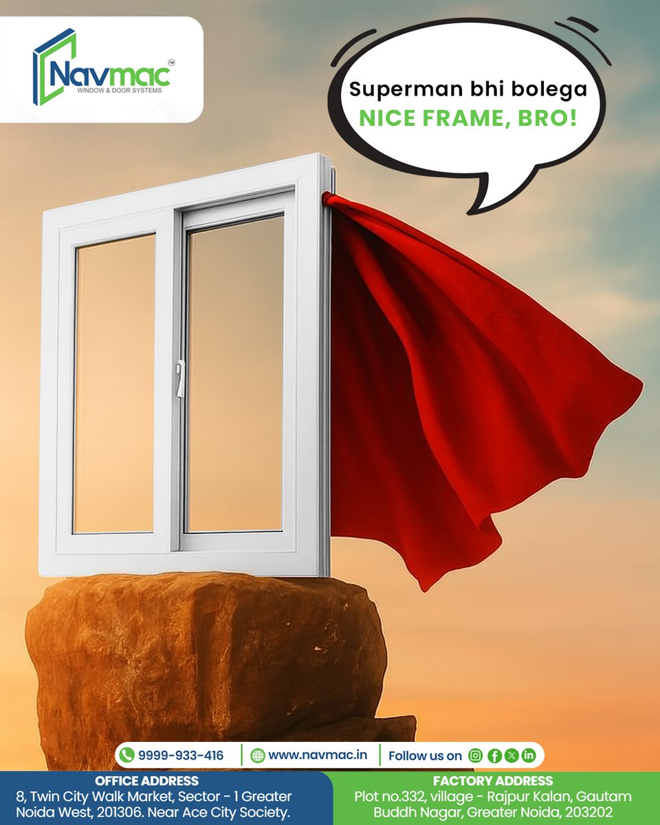 NAVMAC_Doors's tweet image. Strong, stylish, and built to perfection — Navmac Window Frames redefine durability and design! 🪟🔥
Because even heroes admire this strength! 😉
📱 Get in touch with us at +91 9999-933-416 for any queries or DM us!
#NavmacWindows #KyaFrameHai #SuperStrongFrames #StylishWindows