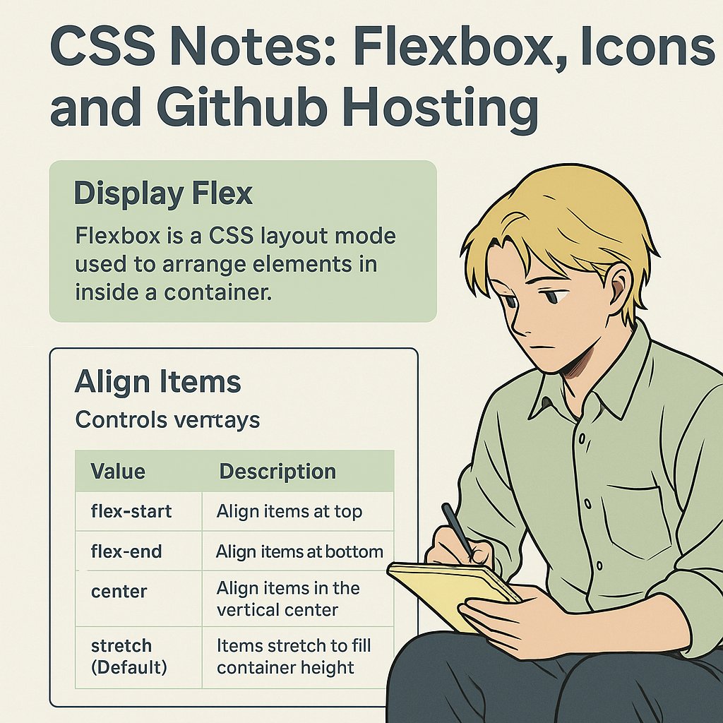 Shahajahanway's tweet image. Day 14 CSS Flexbox + Icons + GitHub Hosting Flexbox mastered ✅
Icons added 🎨
Website hosted on GitHub 🚀
CSS made layouts easy, and GitHub made them live.
#CSS #Flexbox #GitHubPages #WebDev