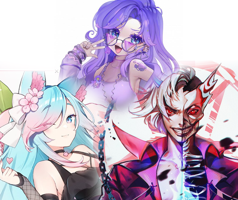 Lolstarrrgamer's tweet photo. Post you and your oshi

Can't leave any of the 3 out so Imma say the whole family is my oshi 💜🌸💀 https://t.co/hEGR6a0Vae