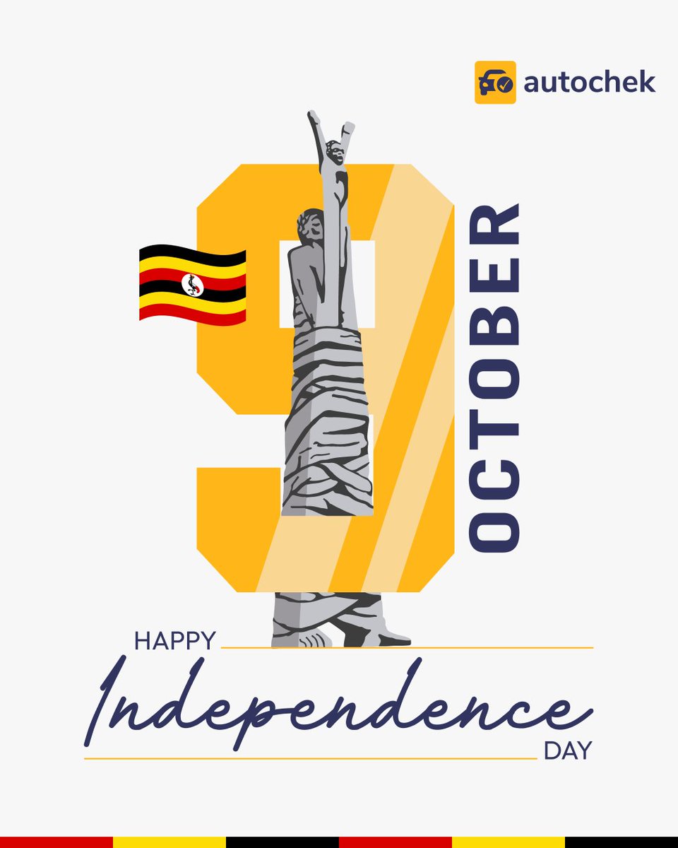 Today, we celebrate freedom, resilience, and the unstoppable Ugandan spirit.
At Autochek, we’re proud to drive the dreams of a nation that keeps moving forward.

✨ Happy Independence Day, Uganda 🇺🇬 
#AutochekUganda #IndependenceDay #ProudlyUgandan 
#DriveYourDream