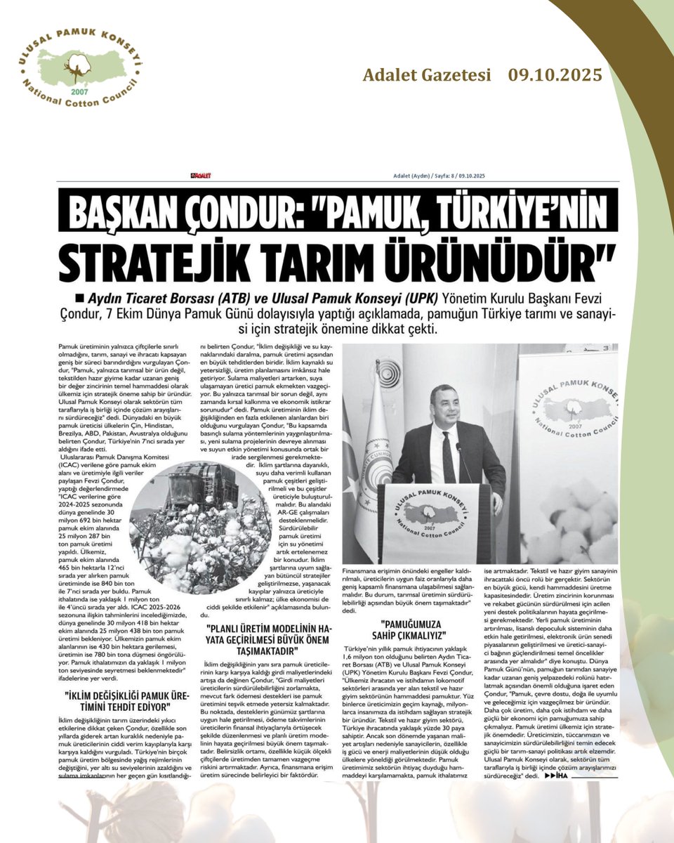 UlusalPamuk's tweet photo. Basında Ulusal Pamuk Konseyi

#UlusalPamukKonseyi #UPK #pamuk #cotton #DünyaPamukGünü https://t.co/W6LArIxgU8
