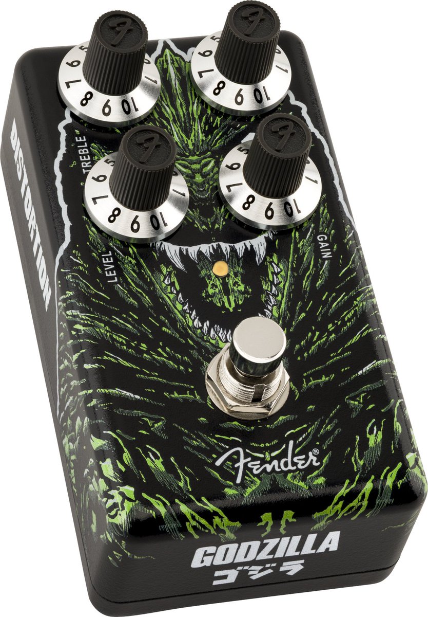 ishibashimusic's tweet image. #フェンダー #ゴジラ コラボ記念！

「Fender Godzilla Distortion」

怪獣王ゴジラに匹敵する伝説的なサウンドの猛威を解き放つGodzilla Distortion。Distortionノブを回すことで、破壊力溢れる極太のディストーションサウンドが引き出せます。…