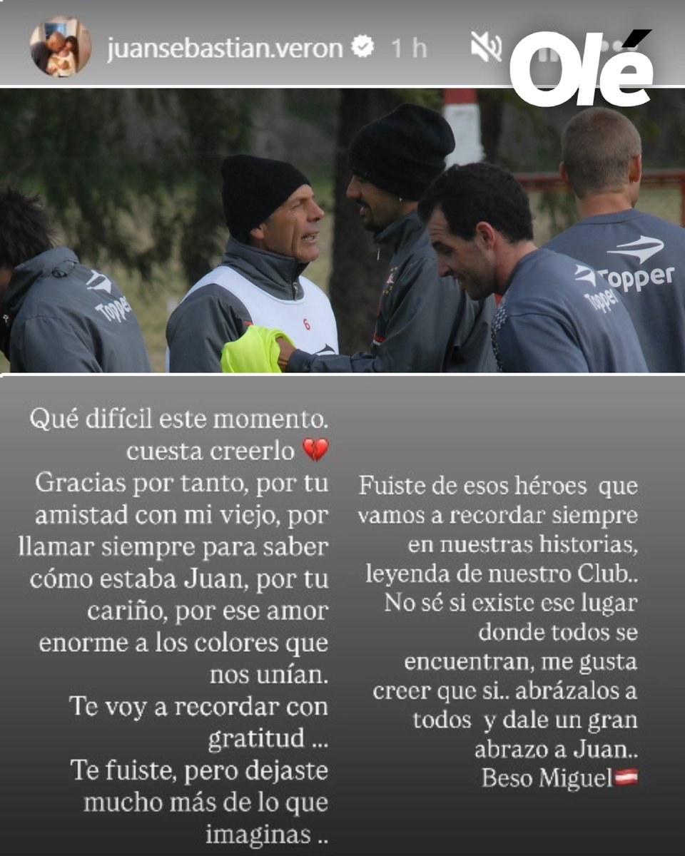 Juan Sebastián Verón, presidente de Estudiantes, dejó un sentido mensaje para Miguel Ángel Russo ❤️

"Qué difícil este momento. Cuesta creerlo. Gracias por tanto, por tu amistad con mi viejo, por llamar siempre para saber cómo estaba Juan, por tu cariño, por ese amor enorme a los
