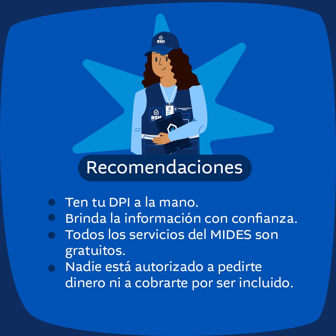 Midesgt's tweet image. ¡Vecinos de la zona 21 del municipio de Guatemala! 🏘️📢

Esta es la nueva fecha para la visita, casa por casa, de los censistas del Registro Social de Hogares. 💻 #RSHGuate

Tu participación voluntaria facilita a que los #ProgramasSociales lleguen a quienes más  lo necesitan.