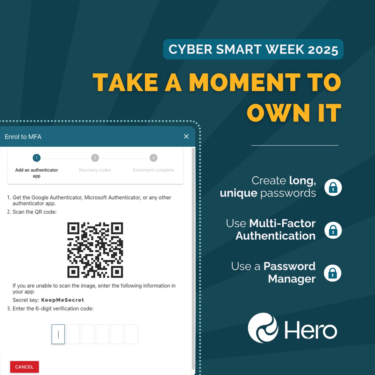 As Cyber Smart Week continues, we invite you to ‘take a moment to own it’ and think about your password security.

Here are a few helpful tips from our Chief Technical Officer (CTO), Doug Hetherington, to keep in mind when reviewing and creating passwords:

🔐 Create long, unique