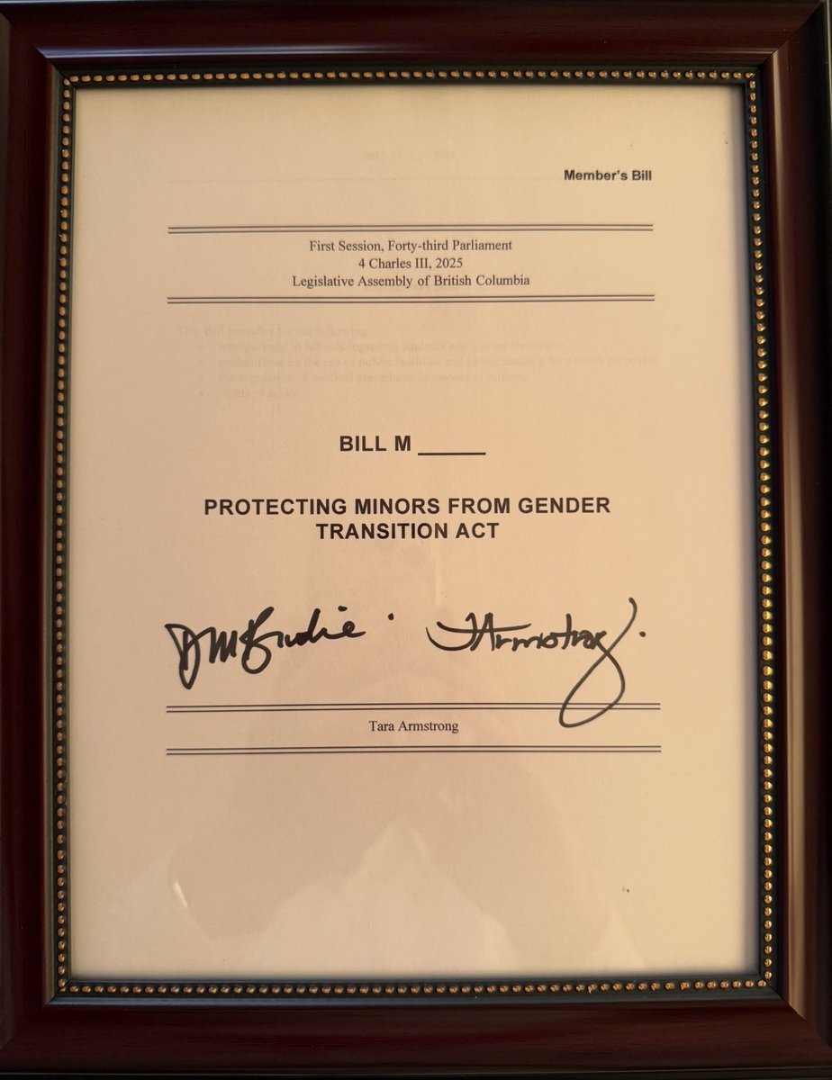 I’m extremely grateful to <a href="/TaraArmstrongBC/">Tara Armstrong</a> and <a href="/Dallas_Brodie/">Dallas Brodie</a> of <a href="/One_BCHQ/">OneBC</a> for working with me on this bill to end child transition.

The NDP voted it down on first reading, which is NEVER done. Bills always go to second reading as a matter of courtesy and as a matter of basic