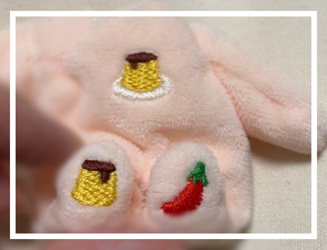 10月分オーダー進捗🪡

胴体・足裏刺繍が完成しました🍮🌶️
胴体のプリンはお皿付き🍴