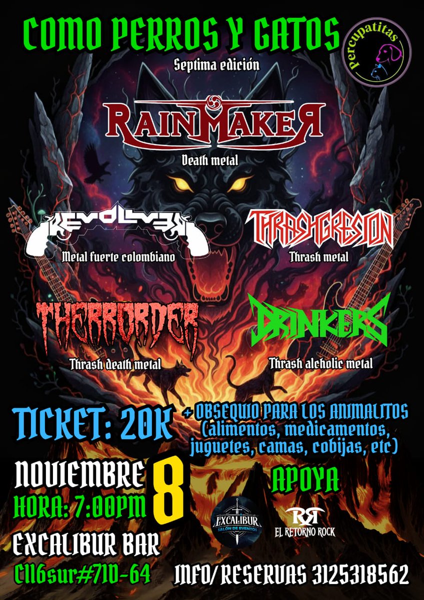 Les comentamos que haremos parte de esta gran causa por aquellos que no tienen voz pero si un gran corazón.
Esperamos que nos acompañen, estaremos compartiendo junto a excelentes bandas.