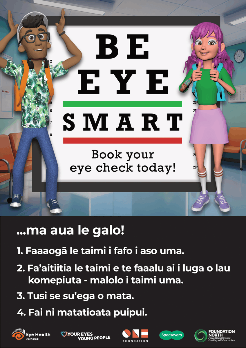 Aotearoa_EHA's tweet photo. Mālō le soifua!

A very happy World Sight Day to you, and remember to look after your eyes today and the year ahead.

#LoveYourEyes #EyeHealth #MyopiaAwareness #EyeCareForAll #2030InSight #eyehealthaotearoa #IAPB #WorldSightDay https://t.co/zpC4OaFXSr