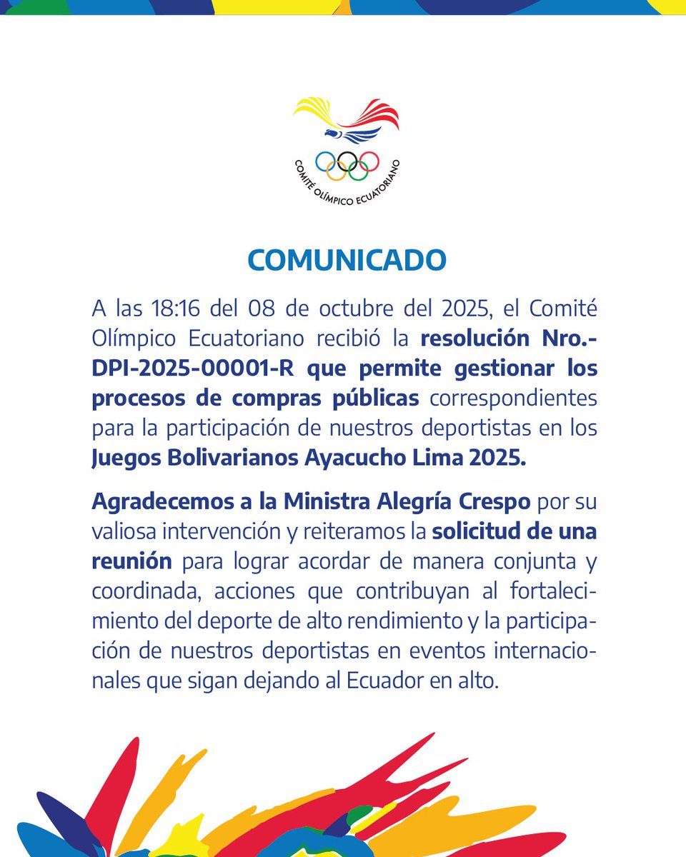 ECUADORolimpico's tweet photo. A la opinión pública https://t.co/qGYX9GKk59