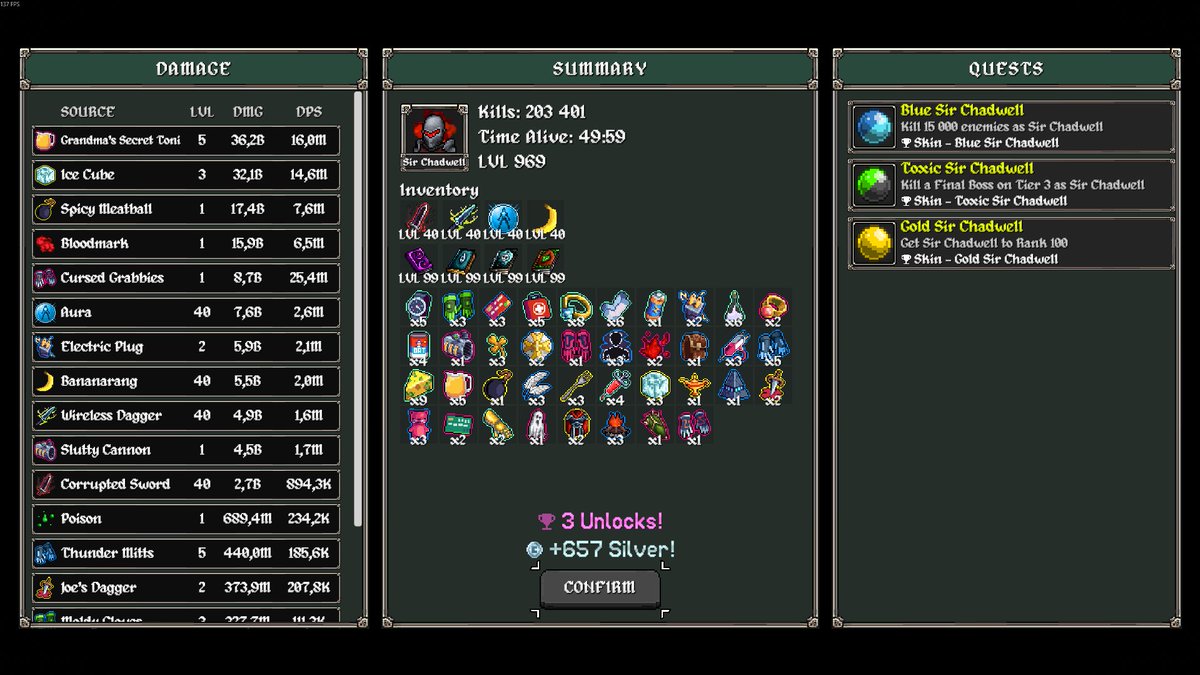 Megabonkers - #880 on the leaderboard when I completed the run.