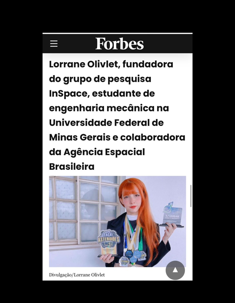 lolivlet's tweet photo. De quando a Forbes me notou. Na época eu não tinha nenhum centavo no bolso e estava desesperada sem saber o que fazer da vida kkk sabia que queria a parte de saúde do setor espacial, mas não sabia qual a área em específico (+) #SERASpace https://t.co/J3WoZK0NQu