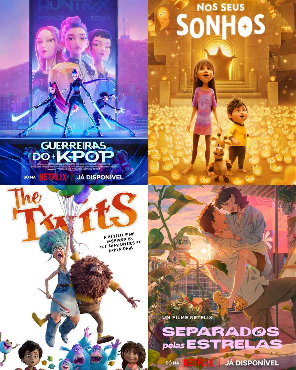 almanaquedisney's tweet photo. A Netflix está promovendo/fazendo campanha para 4 filmes animados visando indicações para o Oscar 2026 de Melhor Animação:

• Guerreiras do K-Pop
• Nos Seus Sonhos
• Os Pestes
• Separados Pelas Estrelas https://t.co/A0Fo63Wapq