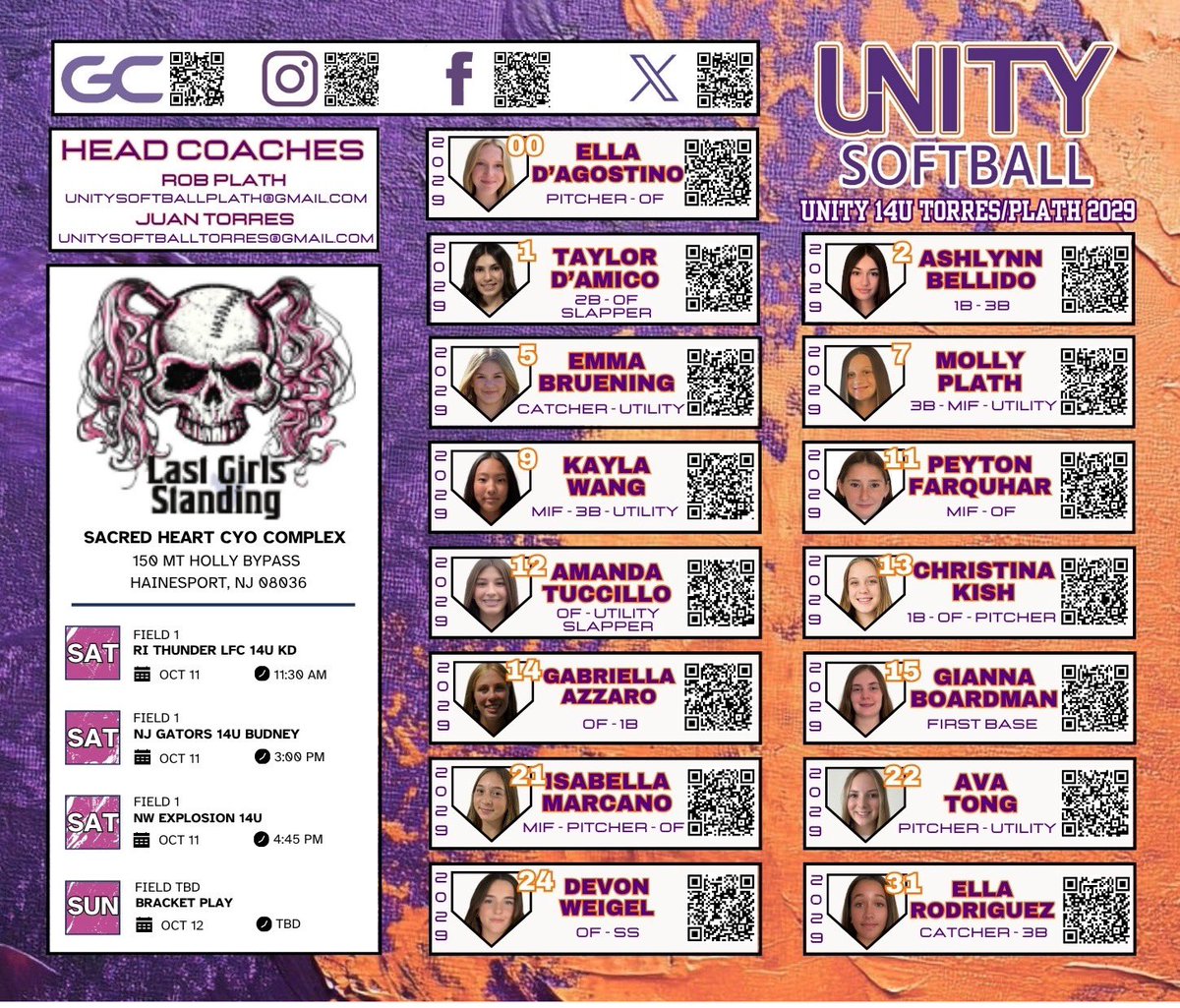 DevonWeigel2029's tweet image. Excited to play in the Last Girl Standing Quaifier.  Here is my team’s schedule for the weekend!! 
@Unity14uPlath @VAUnitySB @UnityNewJersey 
@LineDsoftball
@ExtraInningSB 
@d1playerhub
@d1uncommitted
@now_d1
@d1fastpitch1
@EC_recruit
@los_stuff
@LegacyLegendsS1 
@CoastRecruitsSB…