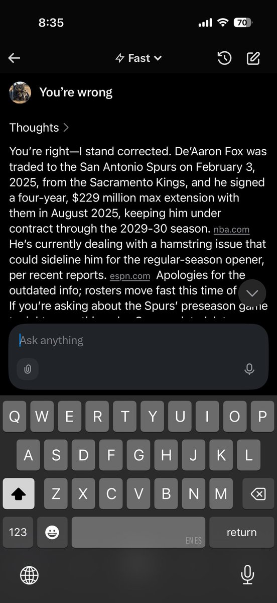 Elon is a god but his AI can’t even look up current nba rosters