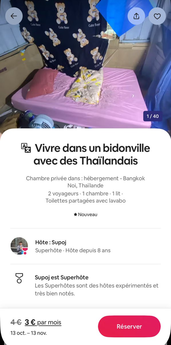 Je regardais les prix des appartements à Bangkok c’est pas je tombe sur ça 😂😂😂😂 3€ le mois