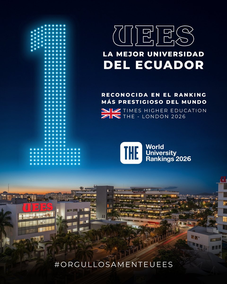 palarconpe's tweet photo. 🥇 Ratificamos nuestra posición # 1 en 🇪🇨 según el prestigioso ranking mundial Times Higher Education (THE). También nos ubicamos en posiciones importantes a nivel regional y mundial.  

Un reconocimiento al esfuerzo y trabajo diario de toda la comunidad @uees_ec , directivos, personal administrativo, profesores, alumnos y ex alumnos.

Muy orgulloso por ser parte de una universidad de clase mundial, con un distintivo invaluable, su compromiso permanente con la sociedad.

Impulsamos y formamos en #CulturaDeLaLegalidad
#OrgullosamenteUEES