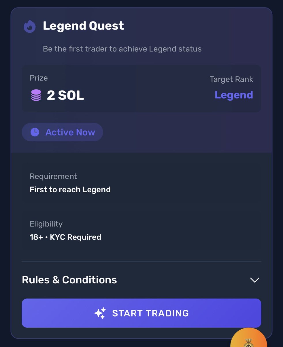 VanterApp's tweet photo. Our Rainmaker and Legend rank quests are still open. 
Trade your way to Legend and win the 3 $SOL prize pool for achieving it. 
Sign-up now, get $10,000 in play money and make it happen. https://t.co/9DiRZiE3CW https://t.co/vbDvjT44iA