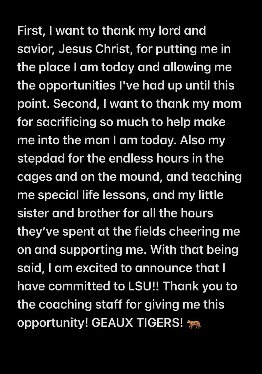 samirfoster5's tweet image. It’s official! GEAUX TIGERS!
@LSUbaseball @LSUbsbrecruit @VladNunez44 @USAPrimeNat @usaprimetampa @JesuitBaseball 
@LSUCoachJ @CoachJordan2