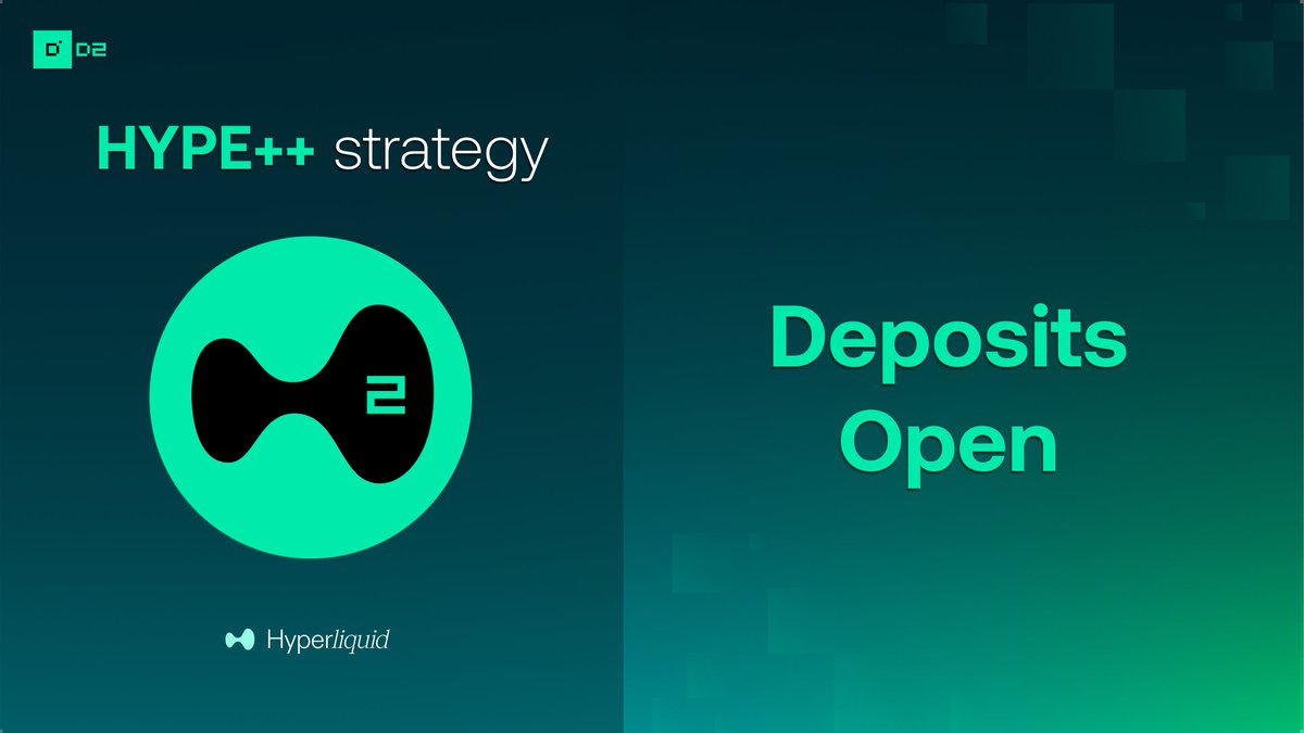 HYPE++ Hyperliquid is open for deposits

▶️ Deposit <a href="/USDT0_to/">USDT0</a> here: d2.finance/strategies/0x1…

Real institutional-grade returns.