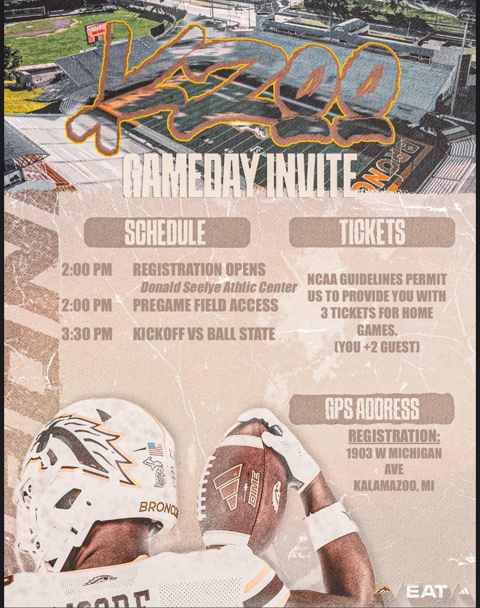 Thanks for the invite <a href="/WMU_Football/">Western Michigan Football</a>, looking forward to being in Kalamazoo…💛🤍<a href="/GreerMartini48/">Greer Martini</a> <a href="/Coach_OLeary/">Chris O'Leary</a> <a href="/CoachLT39/">Lance Taylor</a> <a href="/HokaHeyFootball/">HokaHeyFB</a> <a href="/jeffries_jacob/">Coach Jeffries</a>