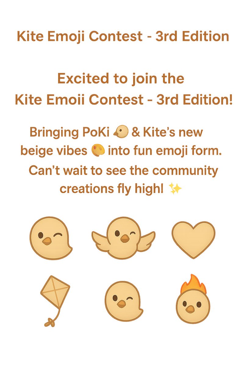 ALLCOLLECTIONS4's tweet image. 🪁 Jumping into the Kite Emoji Contest - 3rd Edition!
Introducing fresh PoKi vibes 🐦 + beige Kite style 🎨✨
Excited to see everyone’s creativity take flight!
#KiteOnFire #GoKite #EmojiContest